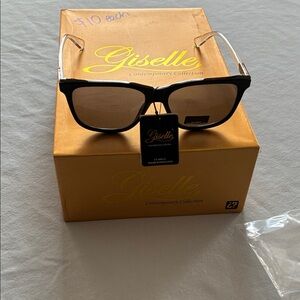 Giselle Black Square Frame Women's Sunglasses with Clear Earpieces